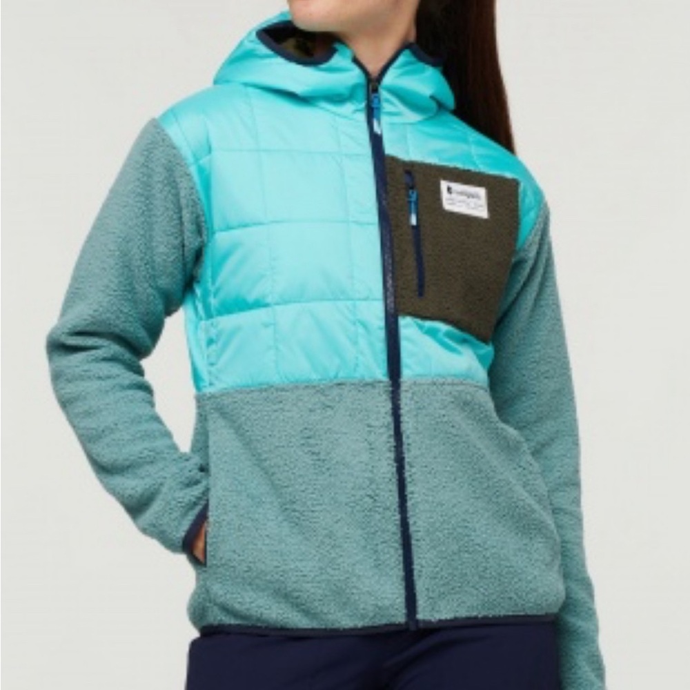 Cotopaxi Women's Trico Hybrid Fleece Jacket Aqua/olive XS LIKE NEW